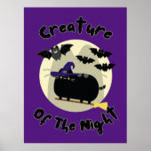 Schepping van de nachthalloween witch Cat Artwork Poster (Voorkant)