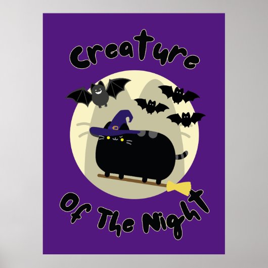 Schepping van de nachthalloween witch Cat Artwork Poster (Voorkant)