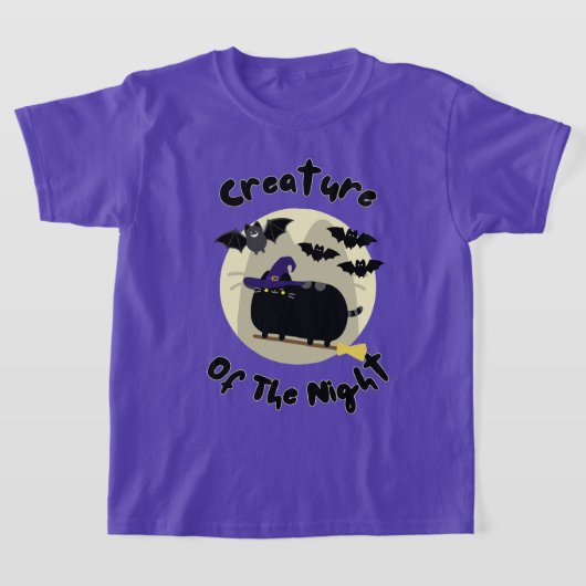 Schepping van de nachthalloween witch Cat Artwork T-shirt (Laagn)