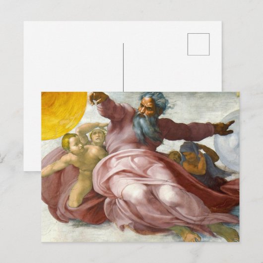 Schepping van de zon door Michelangelo Briefkaart (Voorkant / Achterkant)