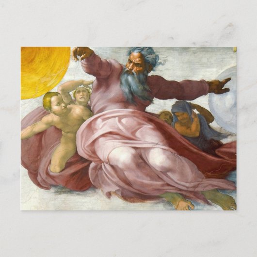 Schepping van de zon door Michelangelo Briefkaart (Voorkant)