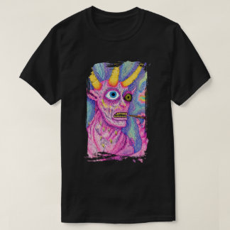Schepsel met hoorns en iets in zijn mond t-shirt