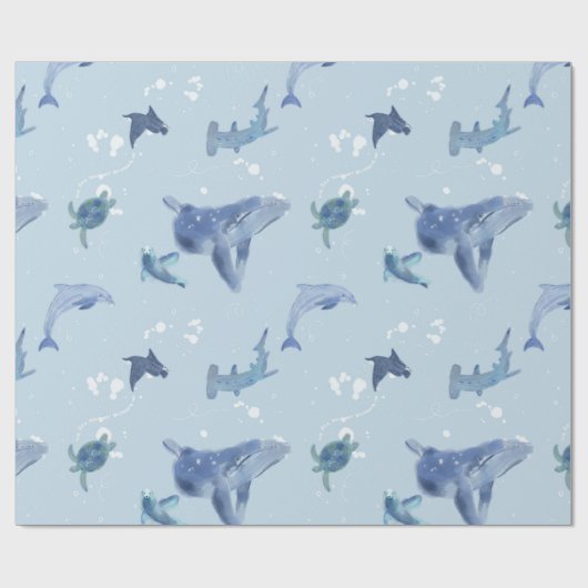 schepsels van oceaanzee cadeaupapier (Vlak)