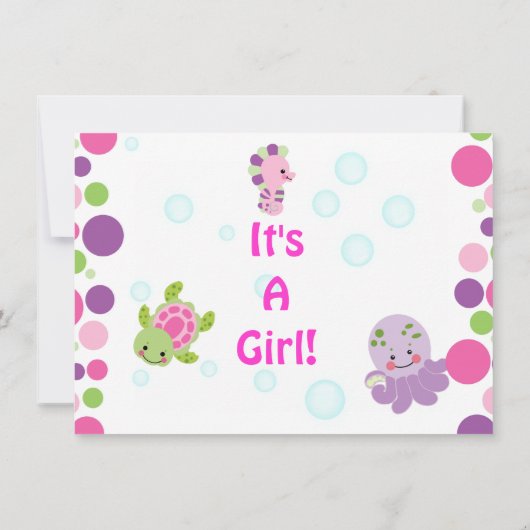 schepsels van zeeen in het kader van de zee-uitnod kaart (Achterkant)