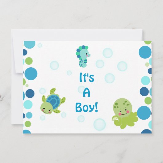 schepsels van zeeen in het kader van de zee-uitnod kaart (Achterkant)