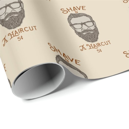 Scheren & Een Kapsel Retro Barber Shop Grafisch Ty Cadeaupapier (Rol Hoek)