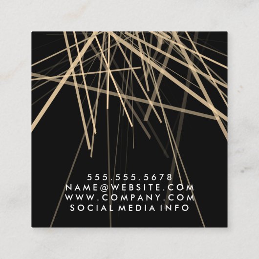 Scheren en kam Elegante Glitter Abstracte Lijnen Vierkante Visitekaartje (Achterkant)