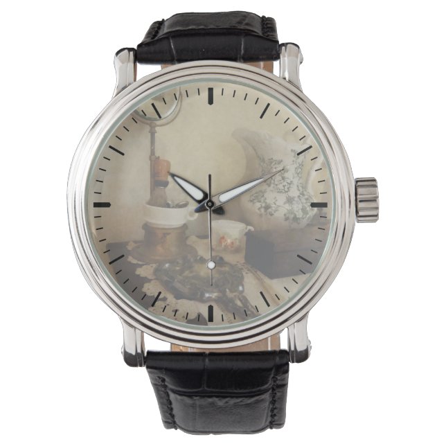 Scheren Mesje Kop en Spiegel Horloge (Voorkant)