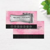 Scheren | Ponskaart | Roze Achtergrond Visitekaartje (Bureau)