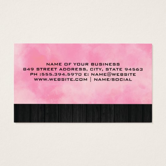 Scheren | Ponskaart | Roze Achtergrond Visitekaartje (Achterkant)