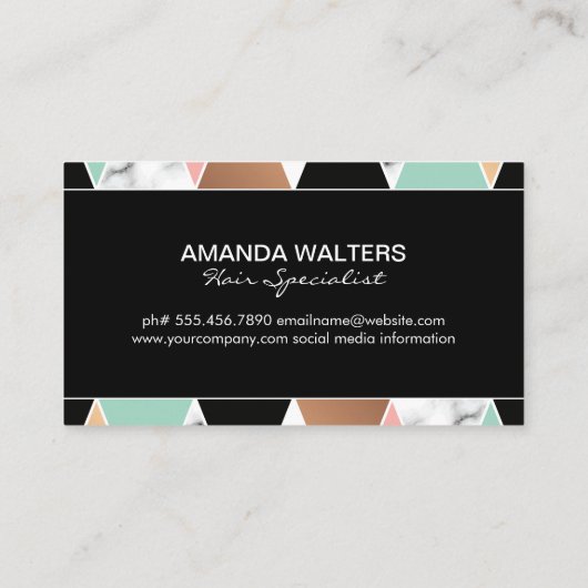 Scheren voor haar | Modern geometrisch patroon Visitekaartje (Achterkant)