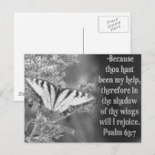 SCHERM PSALM 63:7 W/BUTTERFLIES BRIEFKAART (Voorkant / Achterkant)