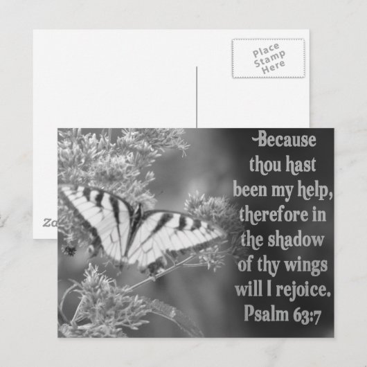 SCHERM PSALM 63:7 W/BUTTERFLIES BRIEFKAART (Voorkant / Achterkant)