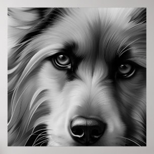 SCHERM TERRIER DOG BLACK EN WHITE POSTER