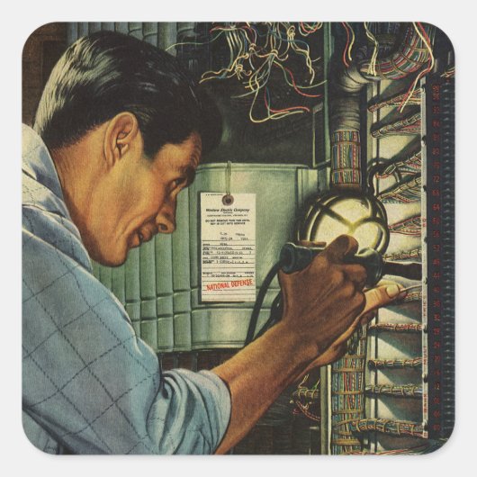  scherm voor de uitademing van de bedrijfselektron vierkante sticker (Voorkant)