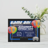 Schermballonnen Video Game Birthday Party Kaart (Staand voorkant)