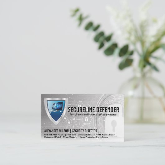 Schermcomputer Logo | Cyber Tech Achtergrond Visitekaartje (Staand voorkant)