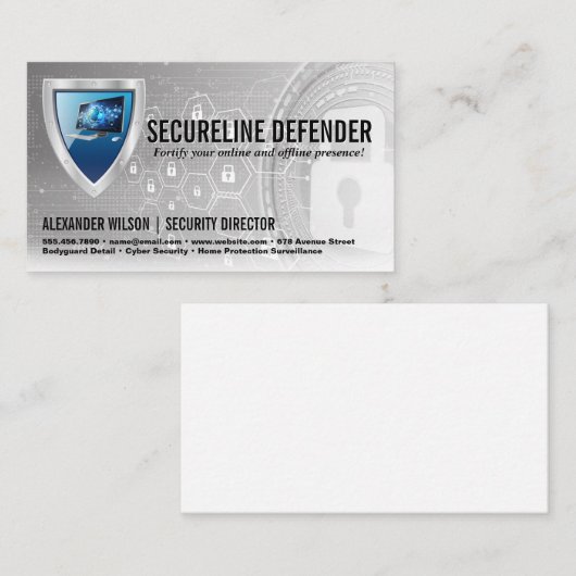 Schermcomputer Logo | Cyber Tech Achtergrond Visitekaartje (Voorkant / Achterkant)