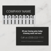 Schermen en Tuin Diensten White Fence Zwart Visitekaartje (Voorkant / Achterkant)