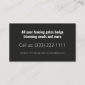 Schermen en Tuin Diensten White Fence Zwart Visitekaartje (Achterkant)