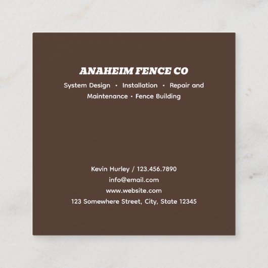 Schermen hek gebouw QR Vierkante Visitekaartje (Achterkant)