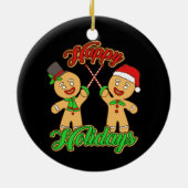 Schermen Kerstmis Gingerbread Mannen Vakantie Kers Keramisch Ornament (Achterkant)