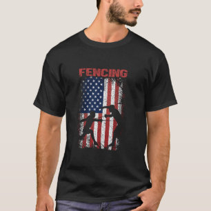 Schermen Sport Retro Amerikaanse Vlag USA Fen T-shirt