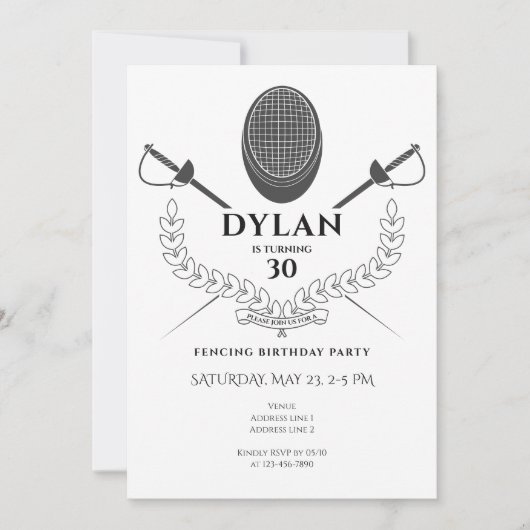 Schermen Verjaardagsfeest Folie Épée Saber Toernoo Kaart (Voorkant)