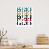 Schermen Vintage Retro Design Fencer Poster (Keuken)