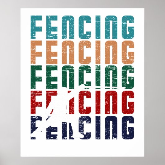 Schermen Vintage Retro Design Fencer Poster (Voorkant)
