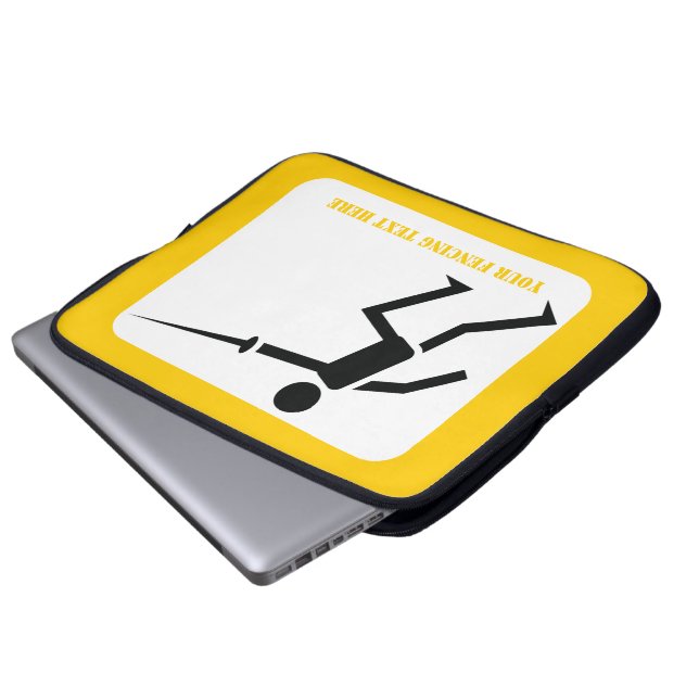 Schermer zwarte silhouet met zwaard aangepast sche laptop sleeve (Voorkant onderkant)