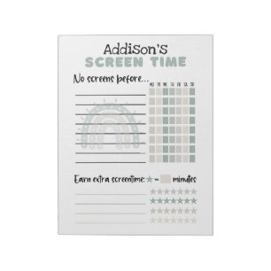 Schermtijddiagram op tear-away notitieblok, met na notitieblok