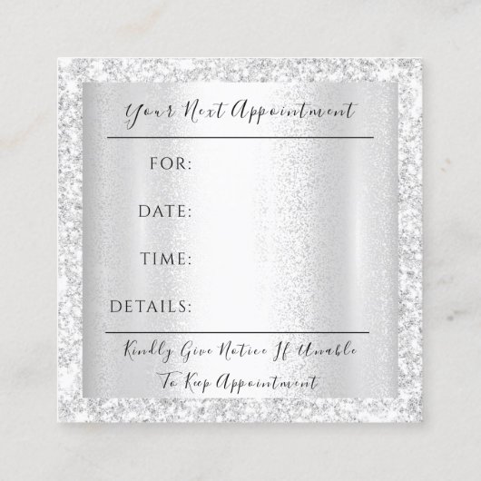 Scherp artistieke evenementsplanner Silver Grey Dr Afsprakenkaartje (Achterkant)