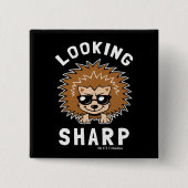 Scherp bekijken vierkante button 5,1 cm (Voorkant)