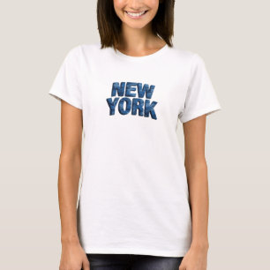 Scherp Blauw NEW YORK Grafisch T-shirt
