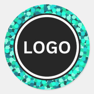 Scherp Blauwgroen Abstract modern glinsteren Ronde Sticker