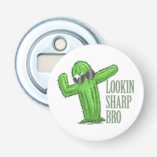 Scherp gast bro button flesopener (Voorkant)