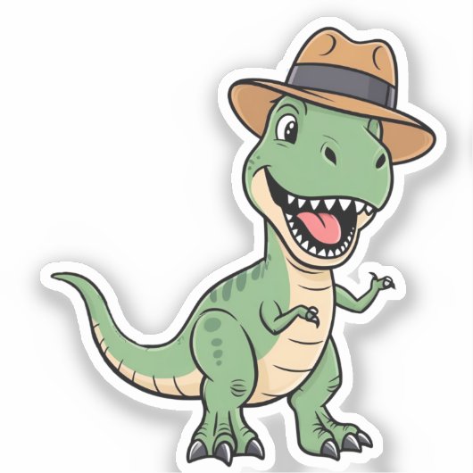 Scherp geklede Dino Sticker (Voorkant)