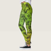 Scherp groen kubisme Print Leggings (Links)