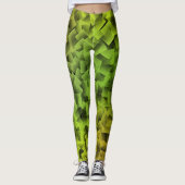 Scherp groen kubisme Print Leggings (Voorkant)