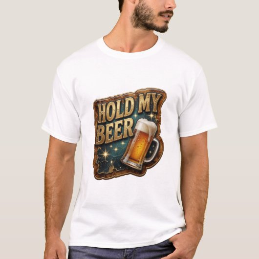 Scherp HOUD MIJN BIER Quote T-shirt (Voorkant)