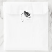 Scherp-Lijn Corgi Vierkante Sticker (Tas)