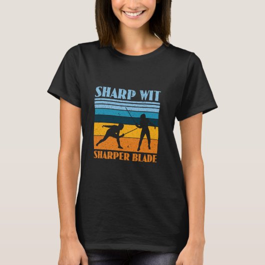 Scherp met scherper mes - Grappige schermschermbev T-shirt (Voorkant)