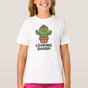 Scherp ogend Cute Groene Cactus Grafisch T-shirt