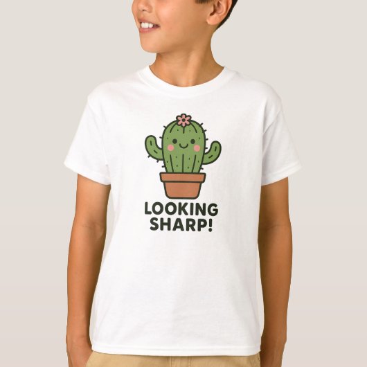 Scherp ogend Cute Groene Cactus Grafisch T-shirt (Voorkant)