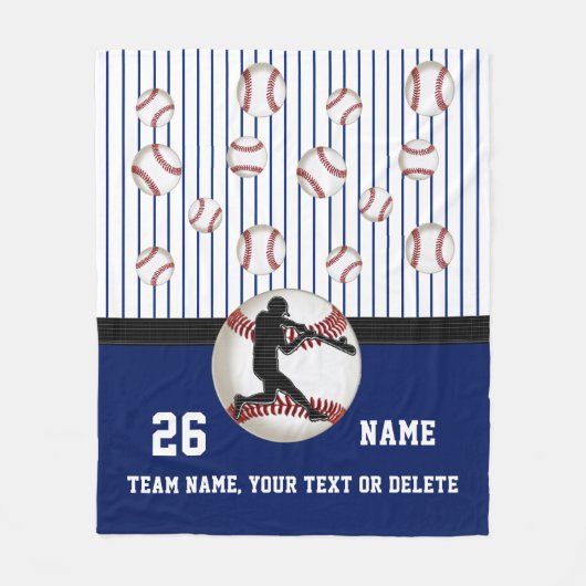 Scherp persoonlijke Blanket met Baseball, 3 tekst Fleece Deken (Voorkant)