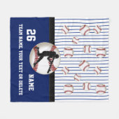 Scherp persoonlijke Blanket met Baseball, 3 tekst Fleece Deken (Voorkant (Horizontaal))