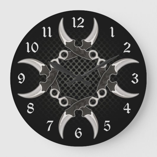 Scherp randen gebogen blades rond grote klok (Voorkant)