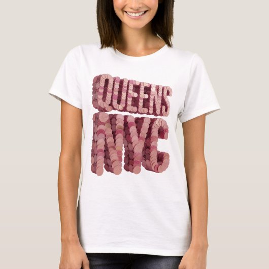 Scherp Roze QUEENS NYC Print T-shirt (Voorkant)