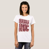 Scherp Roze QUEENS NYC Print T-shirt (Voorkant volledig)